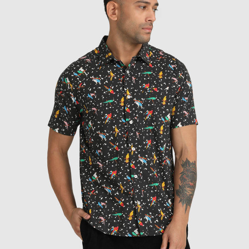 RVCA Ανδρικό πουκάμισο Luke Pelletier X Kristen Liu Wong Parrots - Short Sleeve Shirt